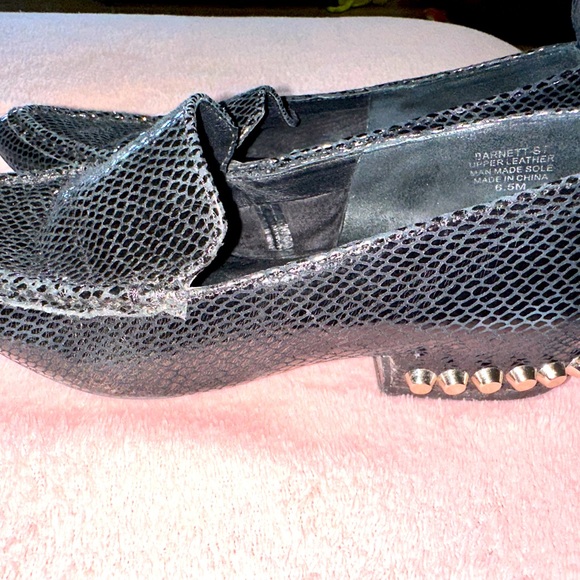 JEFFREY CAMPBELL BLACK LIZARD STUDDED LOAFERS. Size 6.5. - Picture 6 of 8